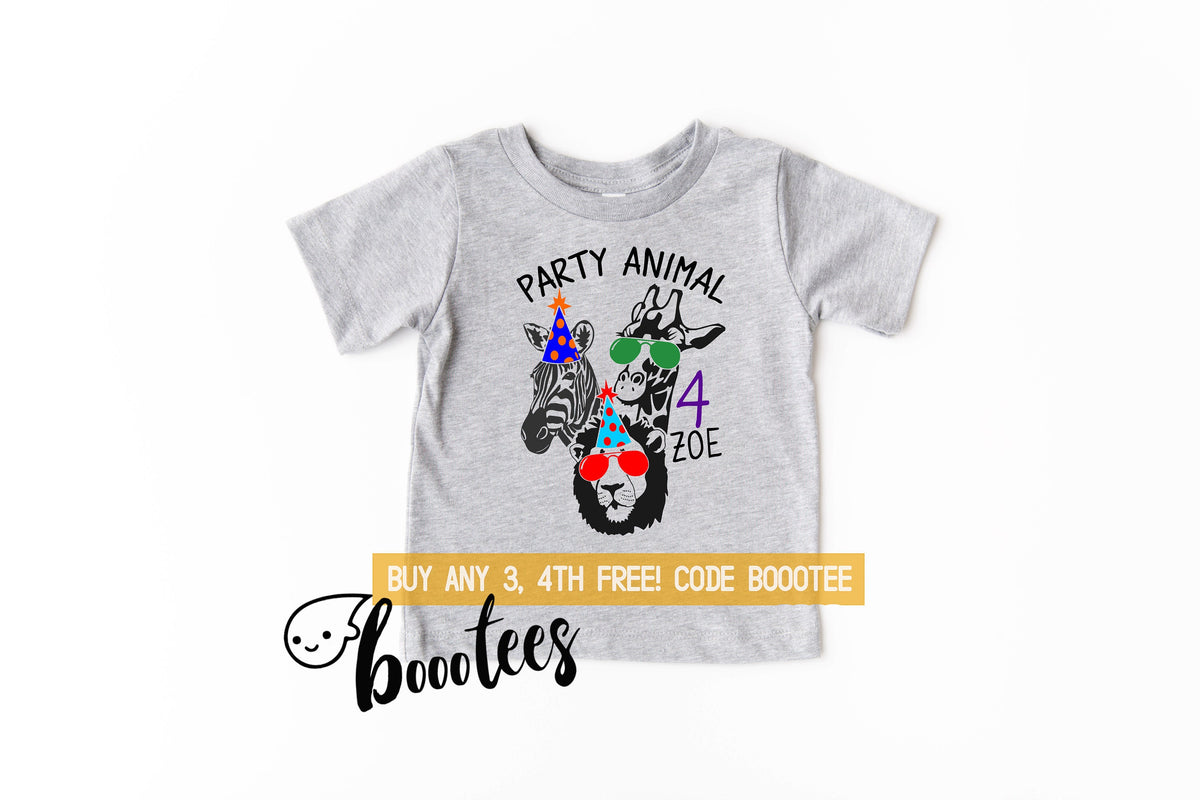 4th Birthday Shirt Party Animal Tee Adults Matching Kids Toddler T Shirt Third Bday Four 4 Years Old Party Zoo Lion Boy Girls Giraffe Girl Graphic Tee – Premium Graphic · Trending Graphic Apparel