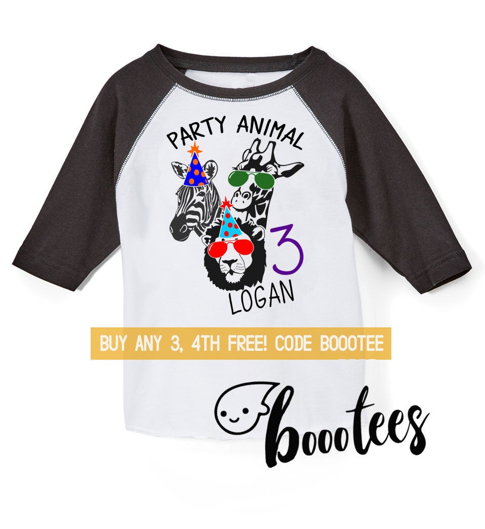 3rd Birthday Shirt Custom Raglan Animal Kids Toddler T Shirt T Tee Third Bday Turning Three Years Old Nephew Son Daughter Party Girl Boy 3 Graphic Tee – Fan Favorite · Must-Have Style