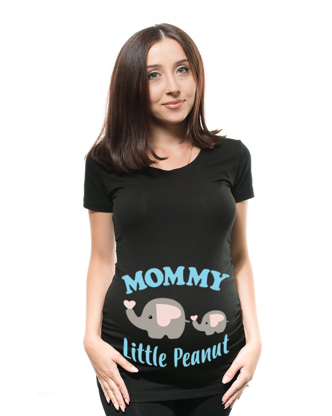 Maternity T shirt Mommy39s Little Peanut Pregnancy Cute Tee true pregnancy bunched sides elastic fabric announcement Tee shirt Graphic Tee – Warm & Stylish · Must-Have Style