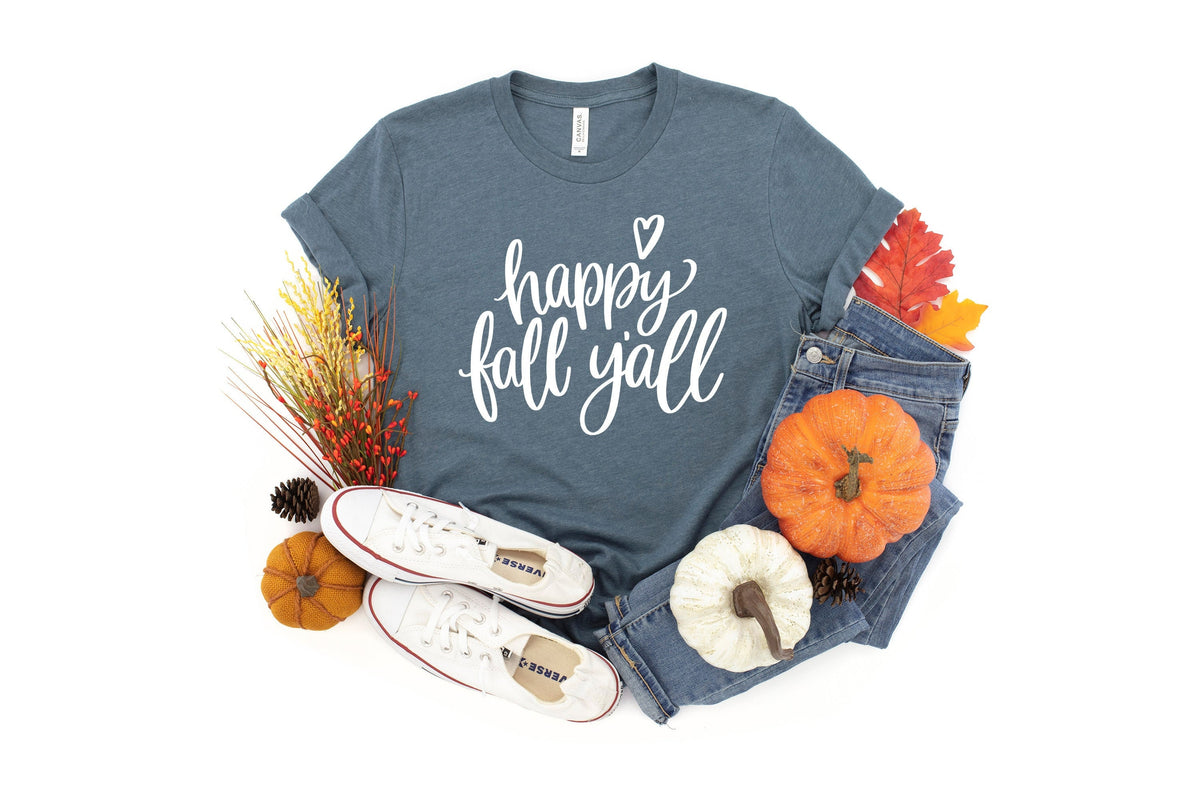 Happy Fall Y39all TShirt Favorite Fall Tee Ladies Thanksgiving Top Its Fall Yall Fall Is Here T Shirt I Love Fall Most Of All Graphic Tee – Feel-Good Design · Must-Have Style