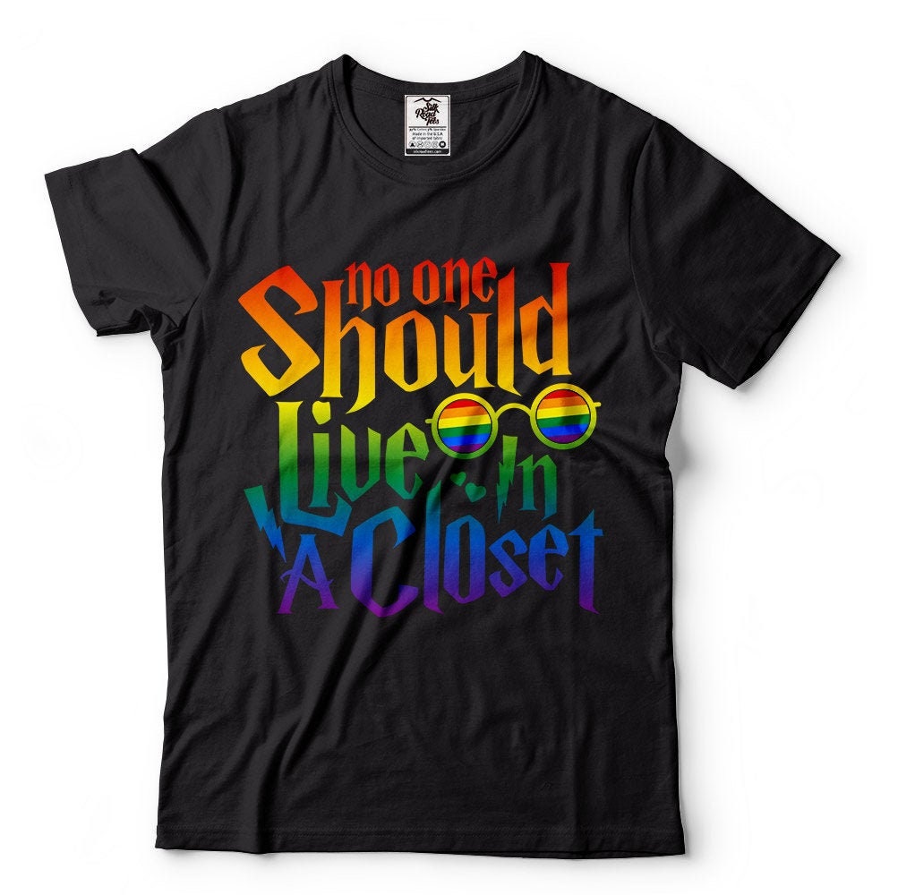 No one should live in a closet LGBT Support Gay Lesbian Tee Shirt LGBTQ Tee Graphic Tee – Fan Favorite · High-Quality Print