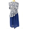 VTG 80s Blue White Peplum Floral Puffed Sleeve Secretary Dress Medium Graphic Tee – Easygoing Wear · Great Gift For Fans
