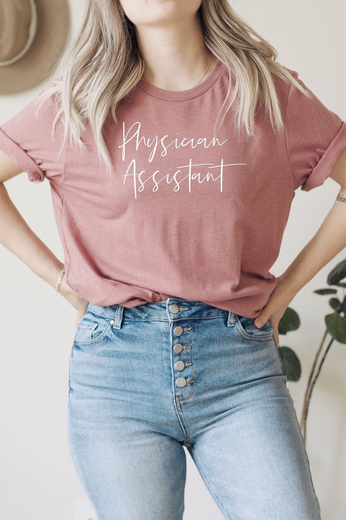 Physician assistant shirt gift grad gift PA grad gift cute minimalist tee peach mauve blue colors medical provider Graphic Tee – Aesthetic Look · Must-Have Style