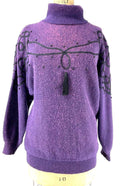 Jason Maxwell Vintage Purple Tassel Turtle Neck Knit Sweater M Graphic Tee – Fan Favorite · Great Gift For Fans