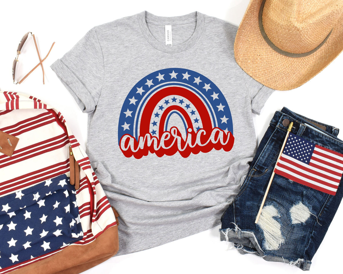 4th of July Rainbow America ShirtFreedom ShirtFourth Of July ShirtPatriotic ShirtIndependence Day ShirtsPatriotic Family Shirts Graphic Tee – Fan Favorite · Must-Have Style