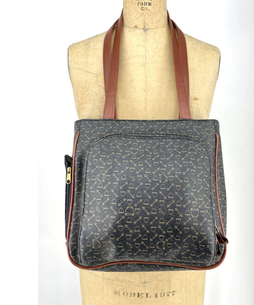 Dark Brown Horsebit Printed Faux Leather Shoulder Tote Bag Tote Bag – Everyday Comfort · Trending Graphic Apparel