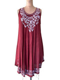 Shoreline Brick Red White Embroidered Sleeveless Scoop Neck Tunic Mini Dress OS Graphic Tee – Bold Style · Perfect For Daily Wear