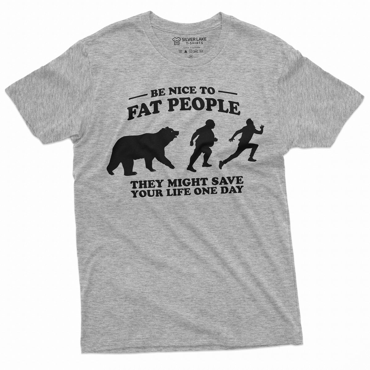 Men39s Funny Be nice to fat people Humorous Tee Shirt Birthday Gift plus size Christmas Shirts for him bear chase novelty Tee Graphic Tee – Easygoing Wear · Must-Have Style