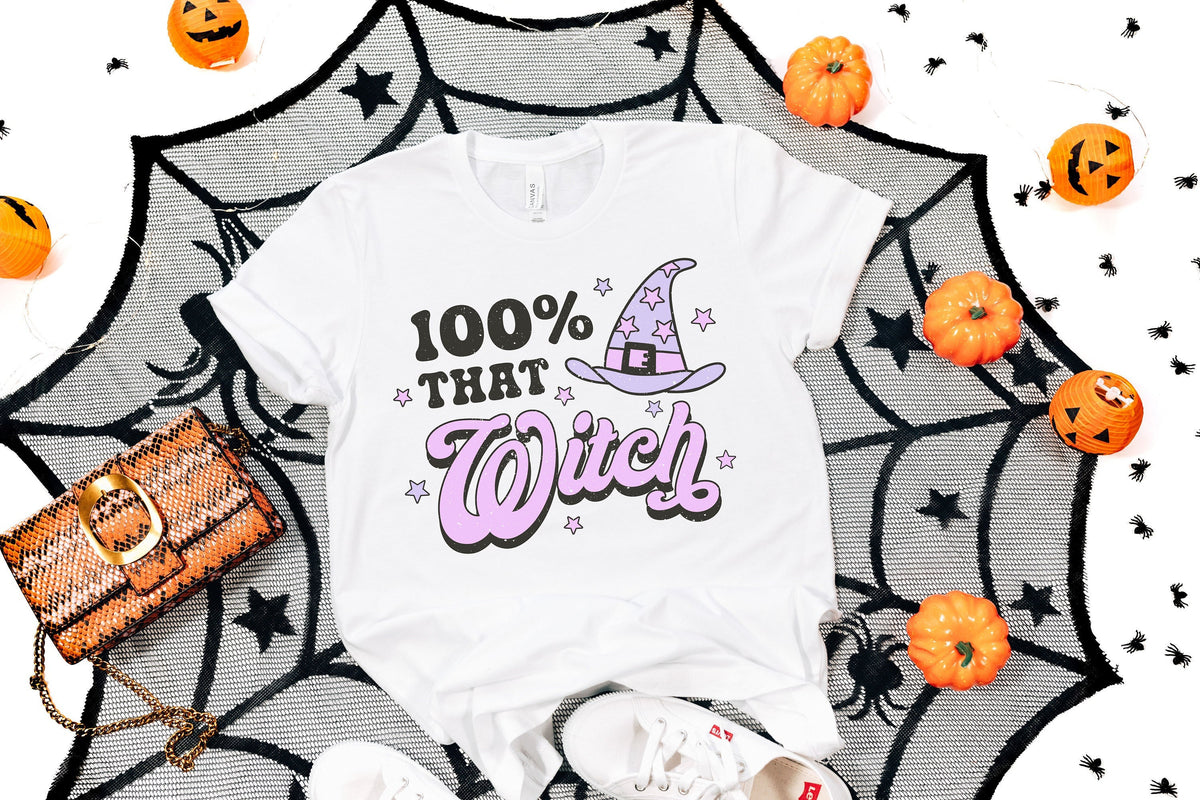 100 That Witch T Shirt Halloween T shirt Halloween Tee Gift for Halloween Witch Shirt Fall Shirt Funny Halloween Shirts Witchy Shirt Graphic Tee – Soft Feel · Great Gift For Fans