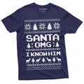 Funny Chistmas Ugly Pattern Santa OMG I know him Popular culture T shirt Christmas Mood Nordic pattern Tee Shirt Graphic Tee – Premium Graphic · Trending Graphic Apparel