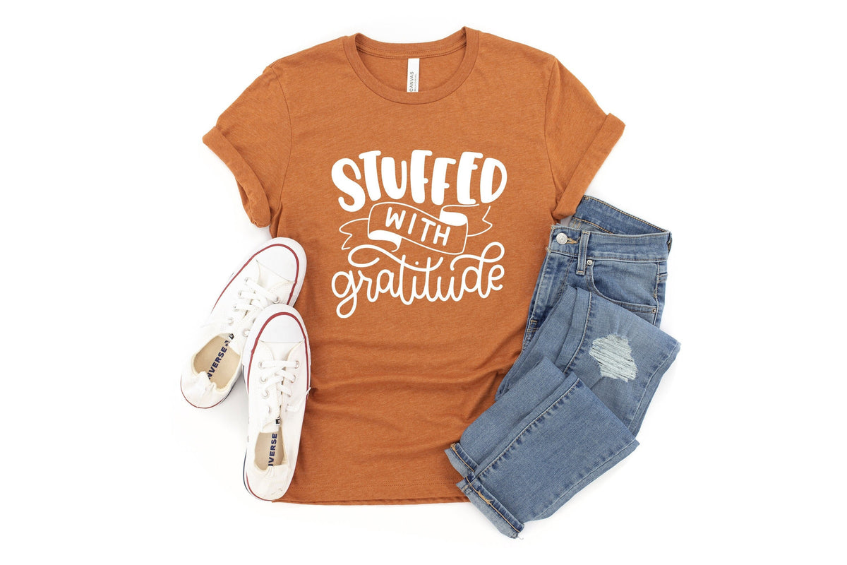 Stuffed With Gratitude Fall TshirtFall Word ShirtGrateful TeeFall Is My Favorite F WordGrateful Thankful Blessed ShirtFall Vibes Top Graphic Tee – Cozy Vibes · Trending Graphic Apparel
