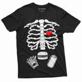 Men39s Halloween Skeleton T shirt Ribcage Bones Funny Tee Burger Fried soda Costume Party Halloween Shirt for Him Graphic Tee – Soft Feel · High-Quality Print