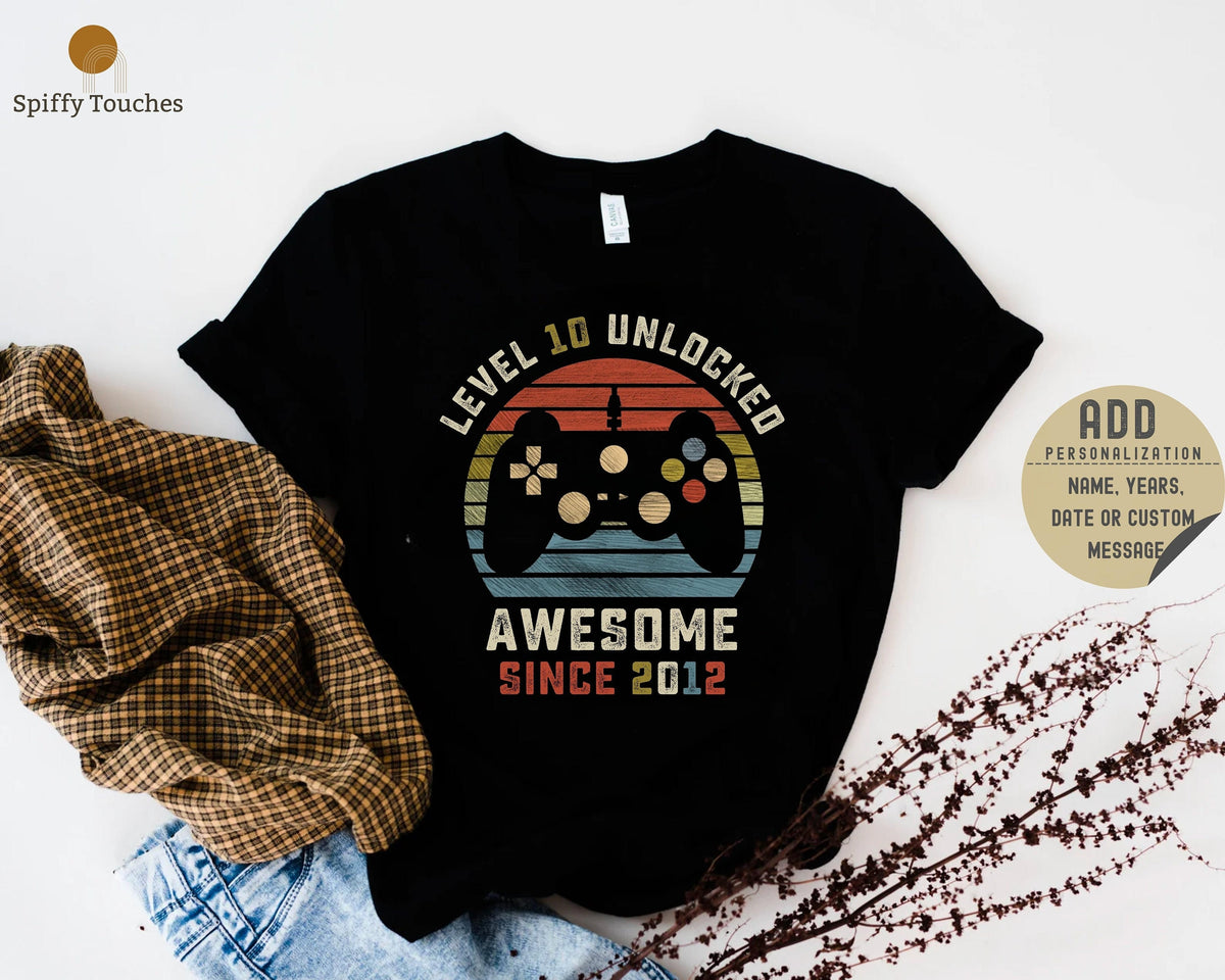 10th Birthday Shirt Gamer Birthday Shirt Level Unlocked Shirt Tenth Birthday Shirt Boys 10th Birthday Shirt Girls 10th Birthday Shirt Graphic Tee – Everyday Comfort · Perfect For Daily Wear