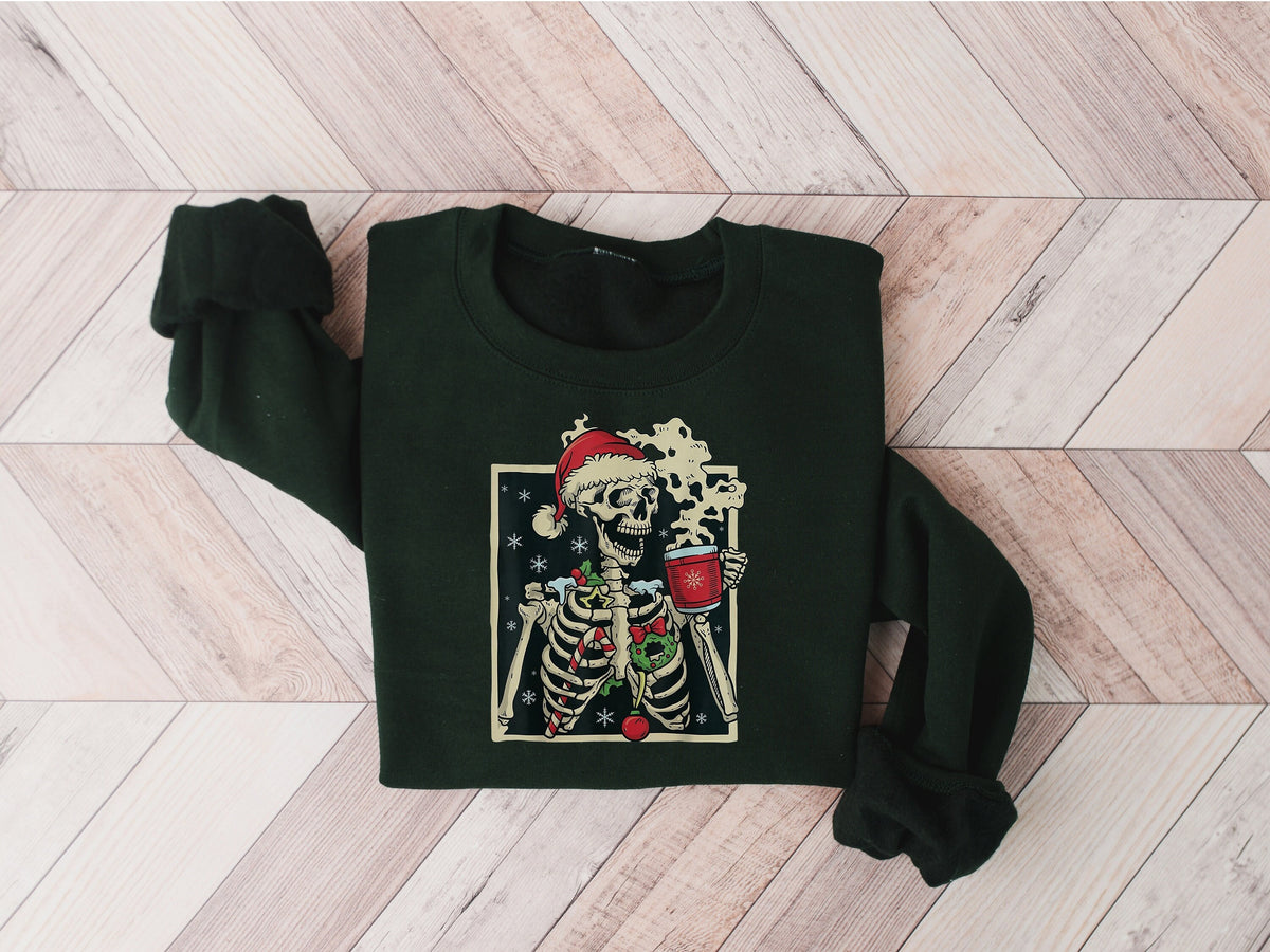 Dead Inside Skeleton Christmas Sweatshirt Sarcastic Christmas Coffee Shirt Merry Christmas Shirt Coffee Lover Christmas Gift Fall Sweater Sweatshirt – Cozy Vibes · Great Gift For Fans