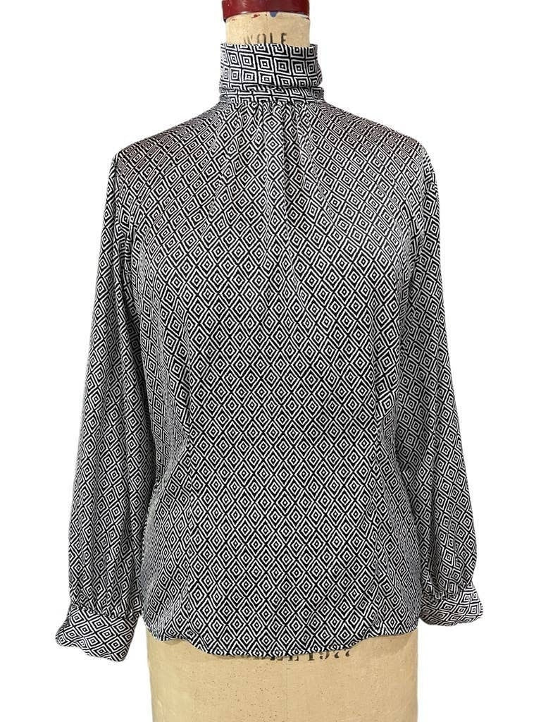 Jones New York Women39s Blouse Shirt Black White High Neck 4 Graphic Tee – Soft Feel · Trending Graphic Apparel
