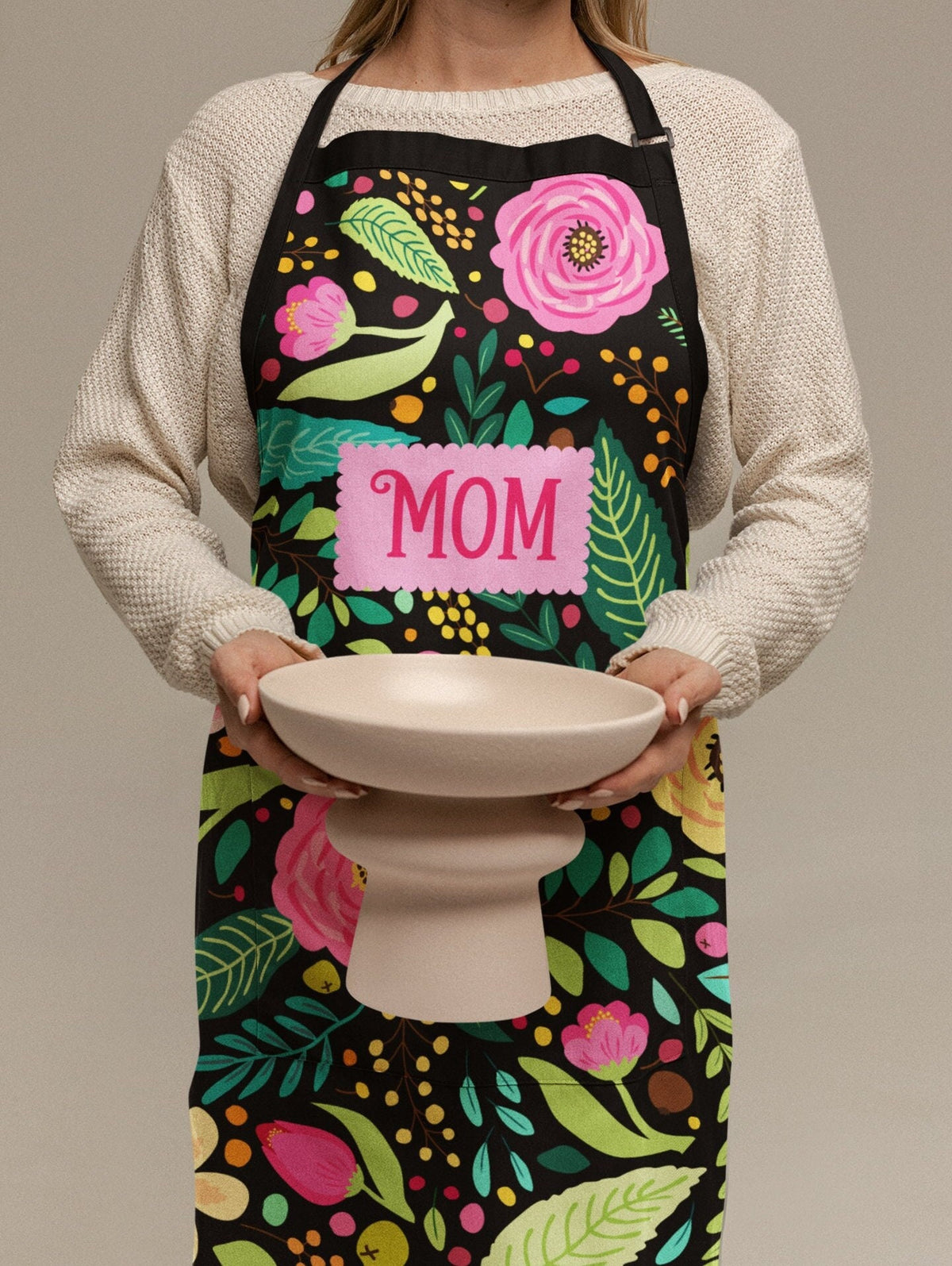 Floral Mom Apron Black Norwegian Print Mom Apron Gifts for Mom Apron Washable Aprons Graphic Tee – Warm & Stylish · Great Gift For Fans