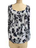 Lucky Brand Women39s Peasant Top Gray Blue Floral Long Sleeve Square Neck L Graphic Tee – Warm & Stylish · Must-Have Style