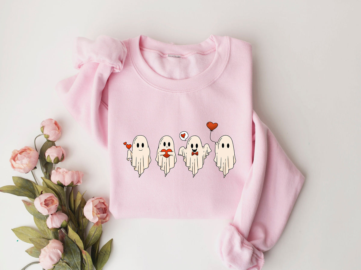 Valentine Sweatshirt Valentines Day Sweatshirt Valentines Ghost Sweatshirt Cute Ghost Sweater Valentines Gift Spooky Valentine Crewneck Sweatshirt – Warm & Stylish · Trending Graphic Apparel
