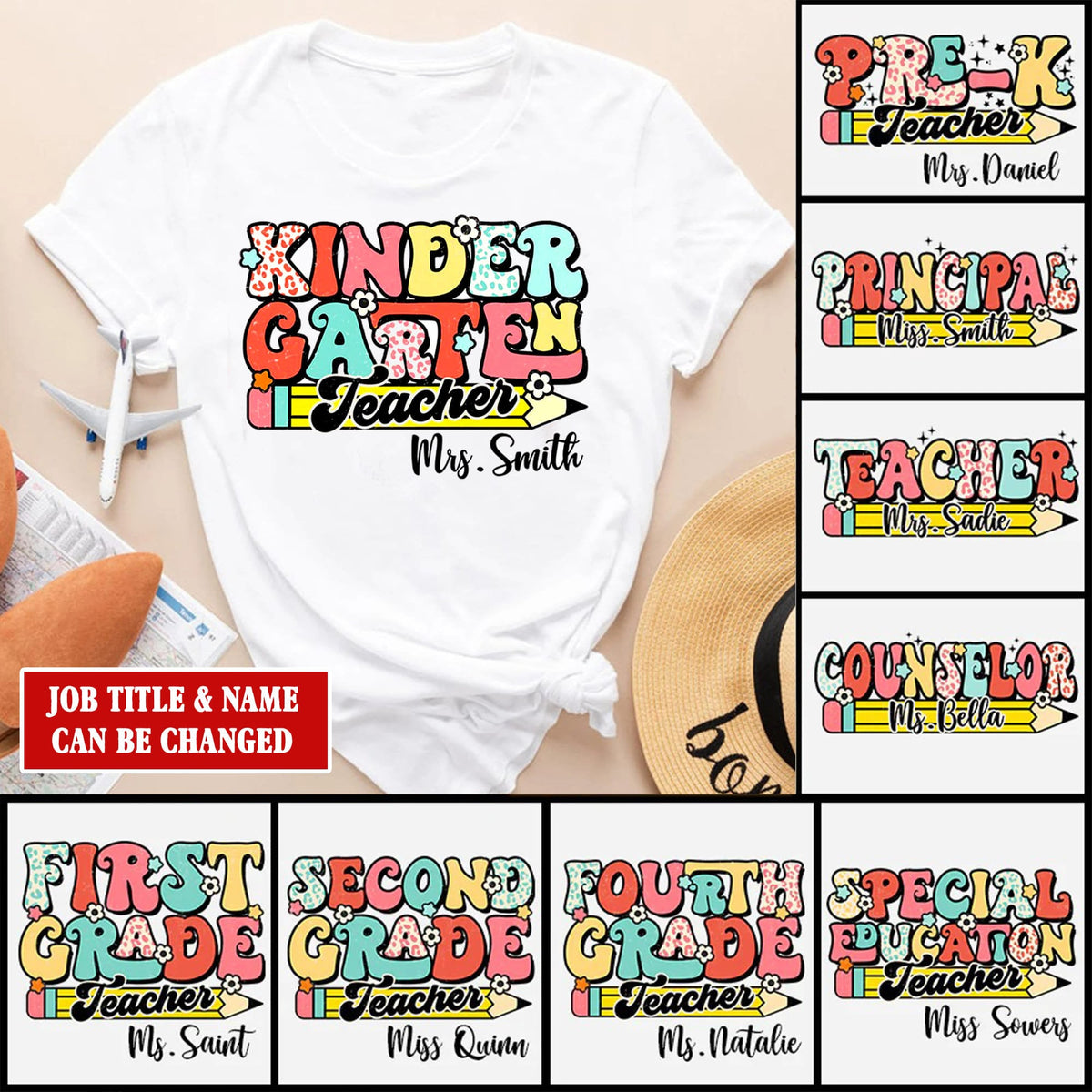 Personalized Teacher Matching Shirts Custom Name Teacher Shirts Principal Shirt Pre K Teacher Counselor Sped Teacher 1st Grade Teacher Graphic Tee – Soft Feel · Trending Graphic Apparel