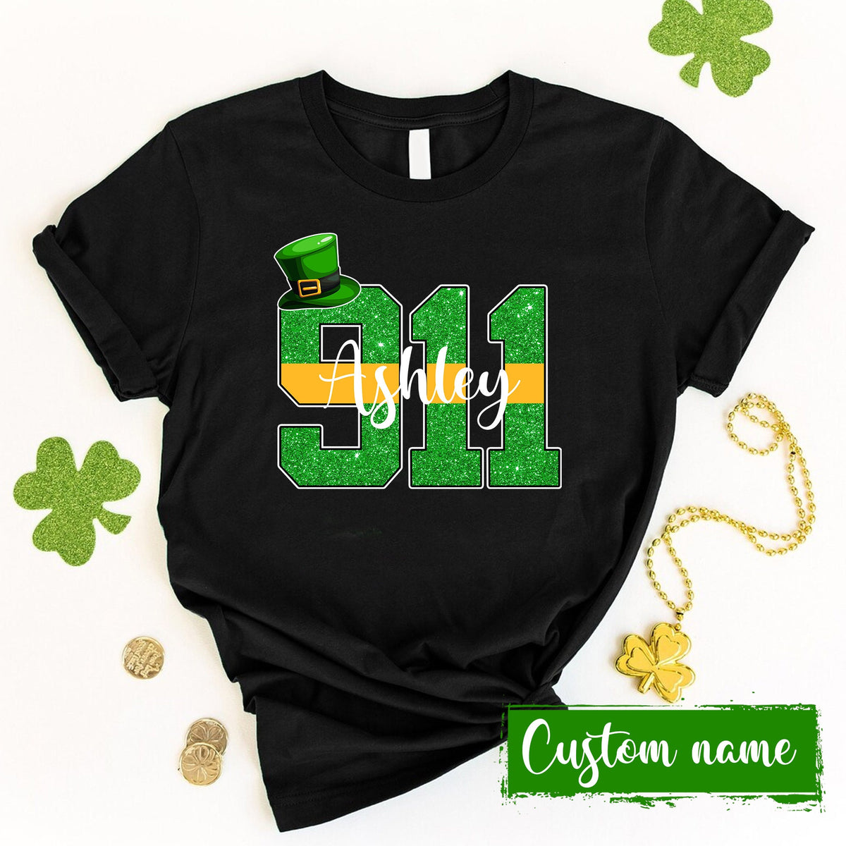 911 St Patrick39s Day Shirt Gold Line 911 Dispatcher Shirt Dispatcher Life Operator Telecommunicator Dispatcher Gift Graphic Tee – Everyday Comfort · Perfect For Daily Wear