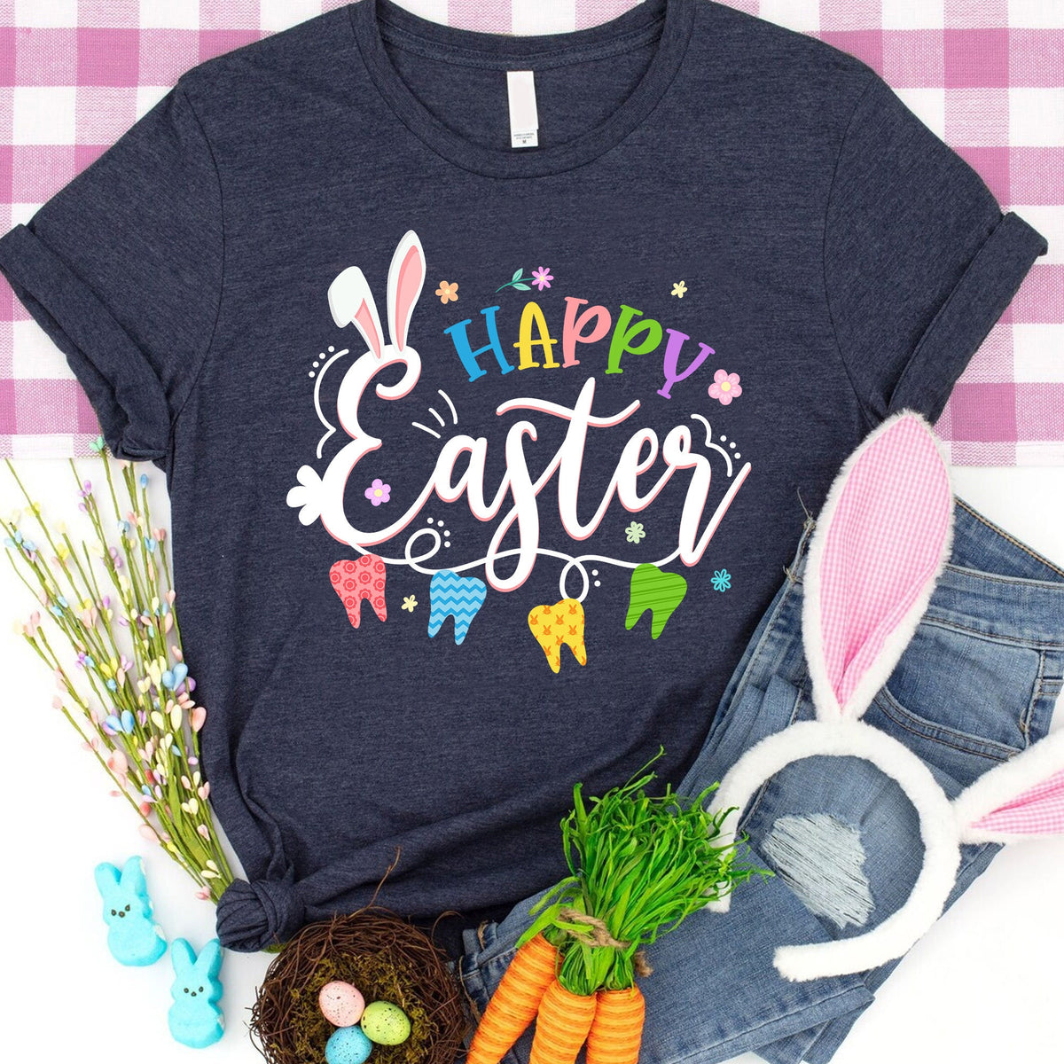 Happy Easter Teeth Shirt Easter Tooth Shirt Easter Dental Hygienist Gift Dental Assistant Tee Easter Dentist Shirt Graphic Tee – Fan Favorite · Perfect For Daily Wear
