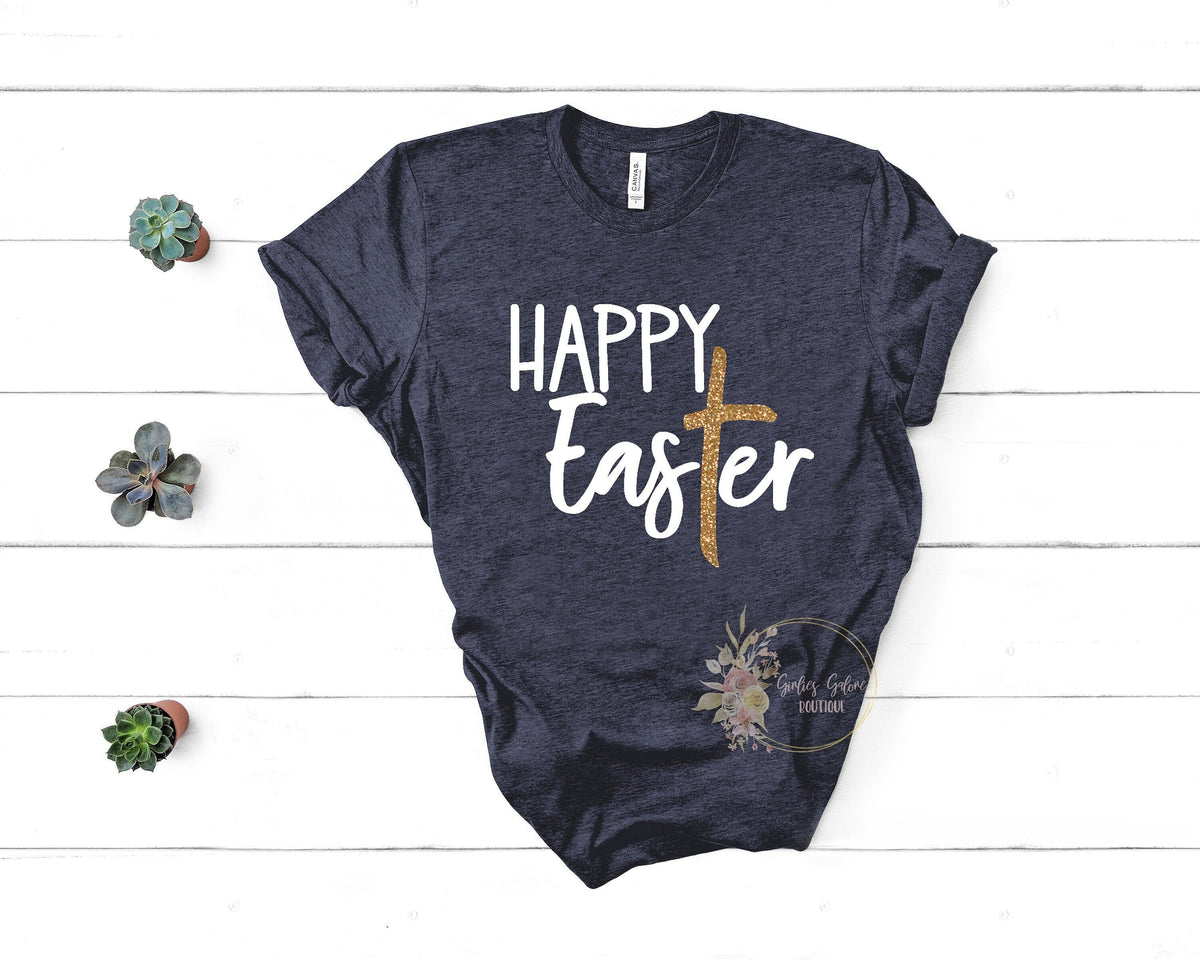 Happy Easter ShirtEaster Cross ShirtWomens EasterEaster T ShirtGlitter Easter ShirtEaster TeeHappy Easter ShirtCute Easter Shirt Graphic Tee – Everyday Comfort · Great Gift For Fans