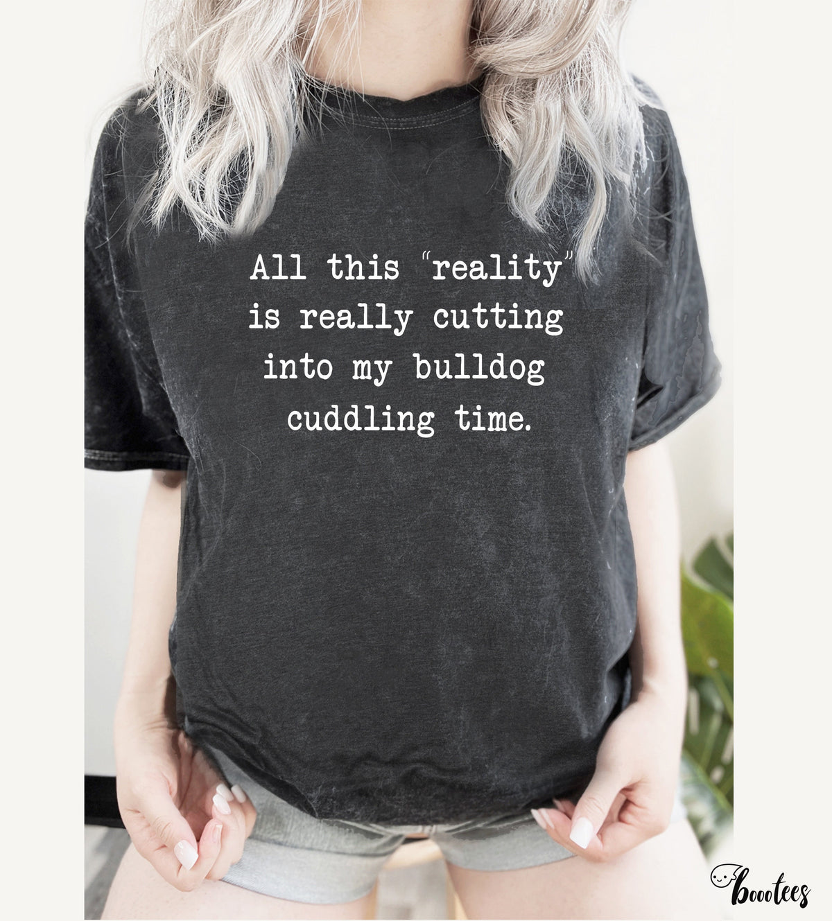 Funny Bulldog Cuddling Shirt Dogs T shirt Gift Idea Pets Tshirt Present Adopt Animals K9 Pup Puppy Mutt Sarcasm Reality Cutting Into Tee Graphic Tee – Bold Style · High-Quality Print