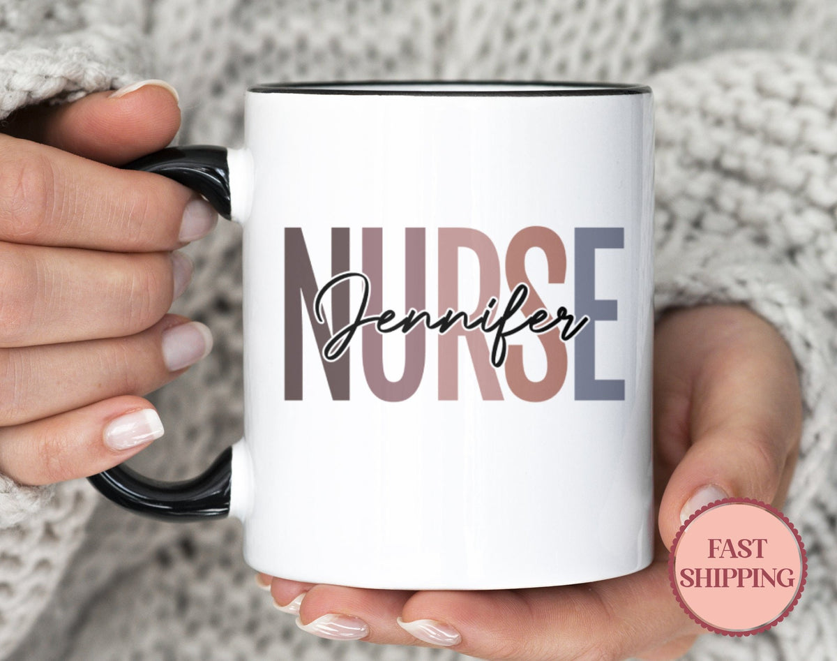 Nurse Coffee Mug Personalized Custom Name Mugs for Nurse Nurse Appreciation Coffee Cup Minimalist Registered Nurse Mug MU 13 Name Graphic Tee – Soft Feel · Top Pick For Any Outfit