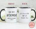 Personalized First Apartment Mug Custom Address Apartment Mug Our First Place Together Mug Custom Name Couple Mugs MU 20 Our Graphic Tee – Feel-Good Design · High-Quality Print