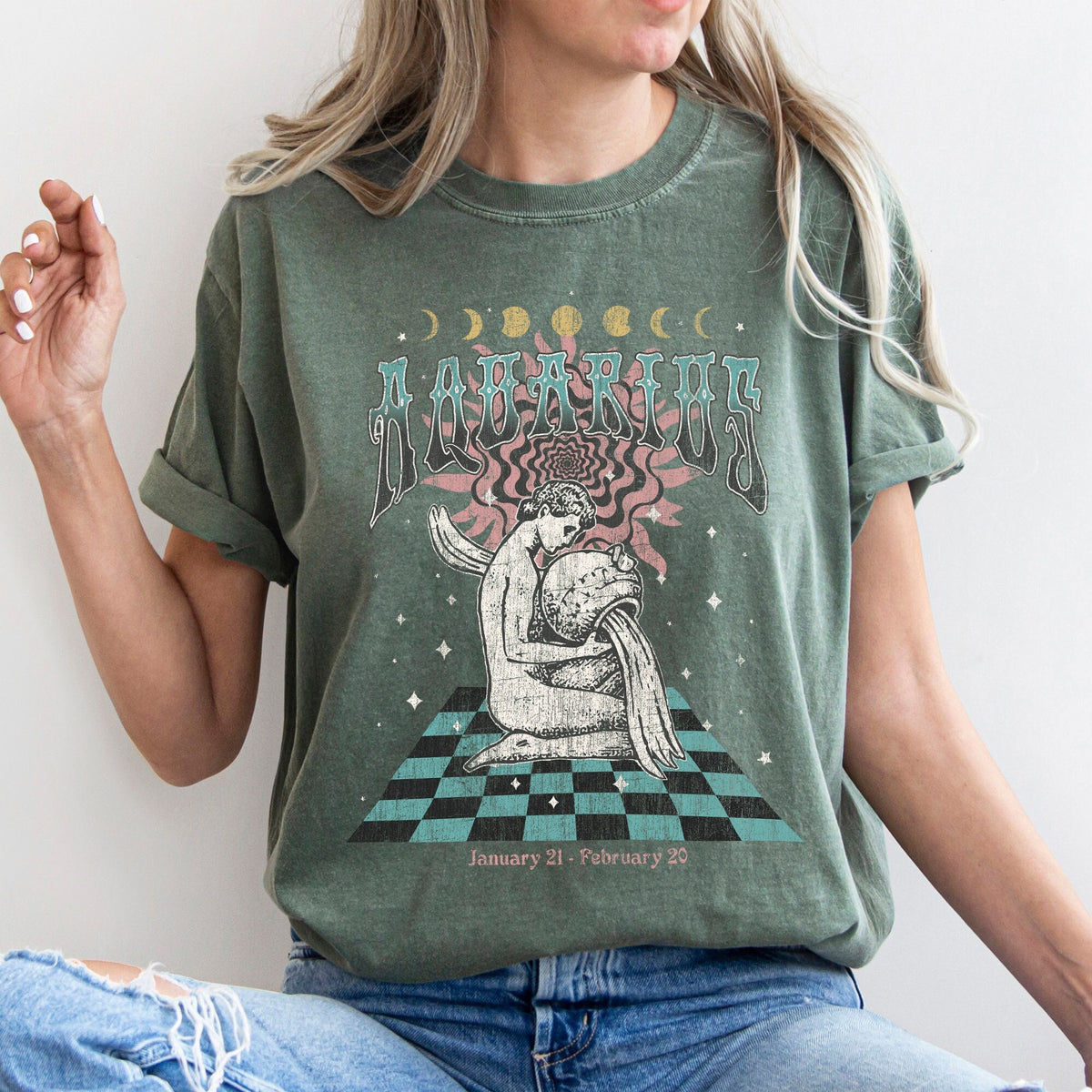 Aquarius Zodiac Vintage Tee Celestial Aquarius Shirt Oversized Tee Astrology Horoscope Birthday Gift Gift For Her Comfort Colors Graphic Tee – Feel-Good Design · Trending Graphic Apparel