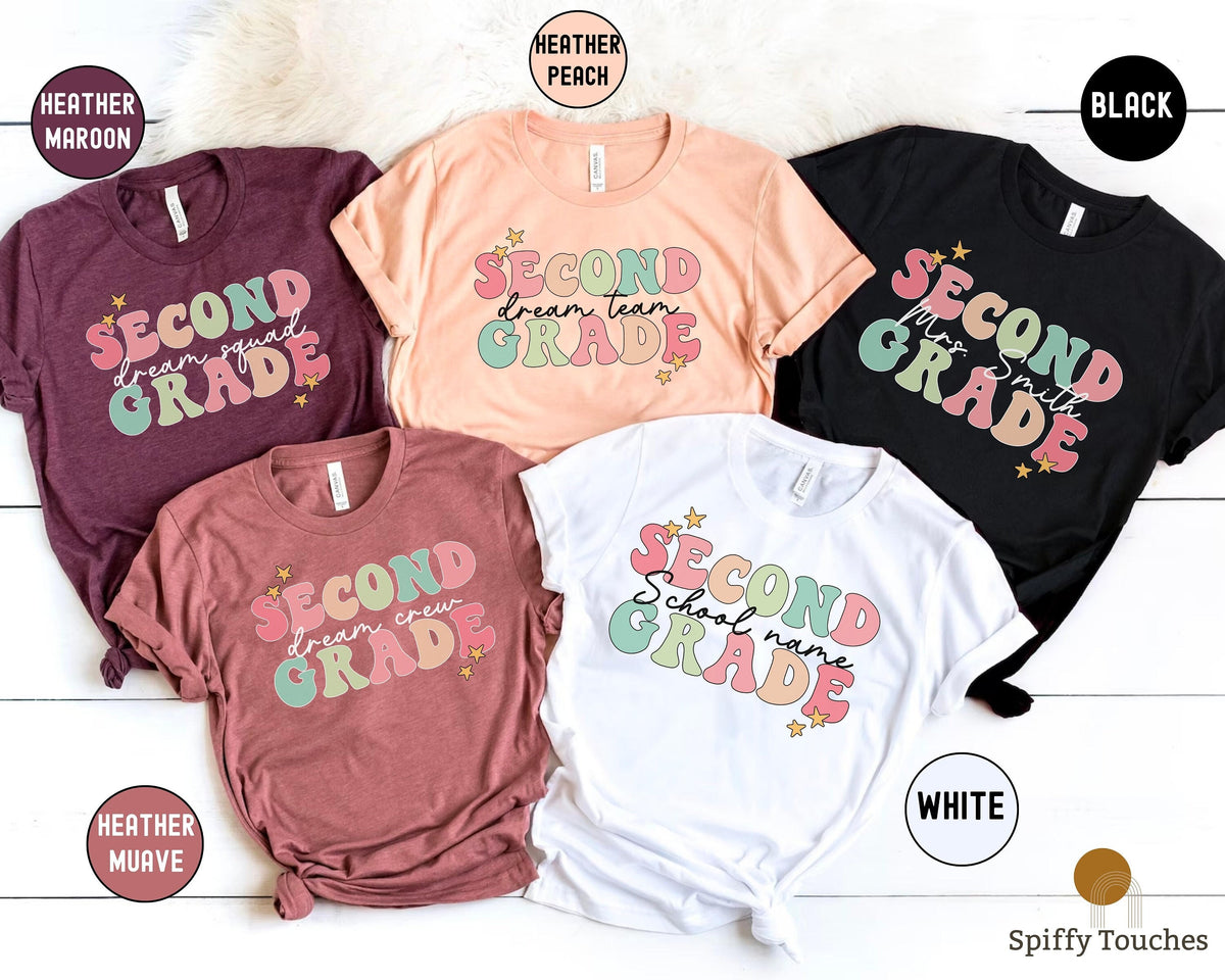 Personalized Second Grade Teacher Shirt Teacher Gifts Custom Elementary Teacher Shirt Teacher Appreciation Gift Cute Teacher Name Shirt Graphic Tee – Aesthetic Look · Great Gift For Fans