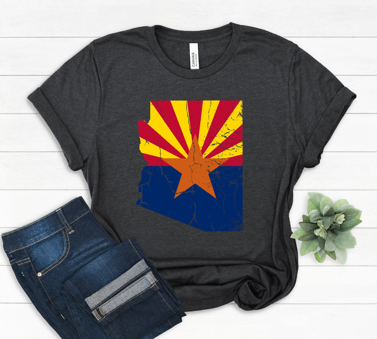 Arizona Flag T Shirt Arizona State Flag Distressed Shirt Arizona Flag Birthday Gift Retro Arizona Flag Arizona State Map Sleeve T Shirt Graphic Tee – Premium Graphic · High-Quality Print