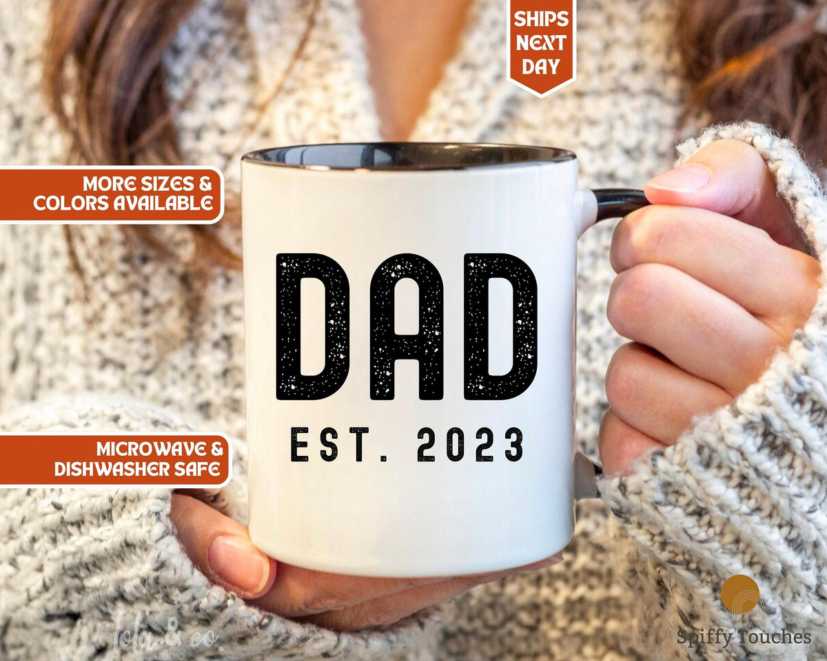 Dad Est Mug New Dad Grandpa Uncle Announcement Gift Parents To Be Cup Fathers Day First Time Dad Mug First Fathers Day Mug Graphic Tee – Warm & Stylish · Great Gift For Fans