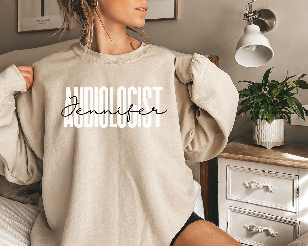 Personalized Audiologist shirt sweatshirt hoodie long sleeve gift custom name Audiologist Audiology student speech therapy Hoodie – Easygoing Wear · Great Gift For Fans