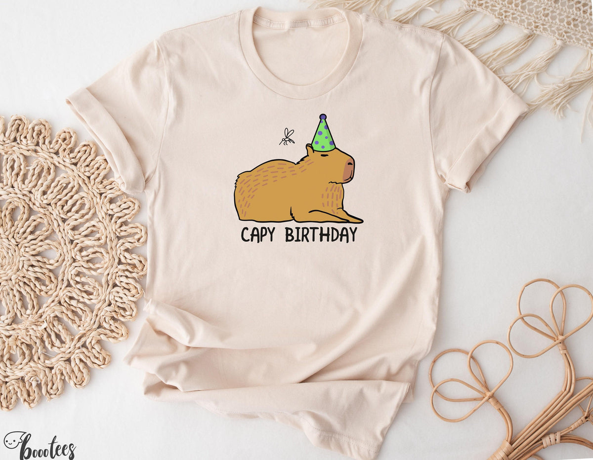 Capy Birthday Shirt T shirt Gift Idea For Animal Lovers Capybara Tshirt Present Wildlife Nature Celebration Tee Rodent Party Tees Graphic Tee – Soft Feel · Trending Graphic Apparel