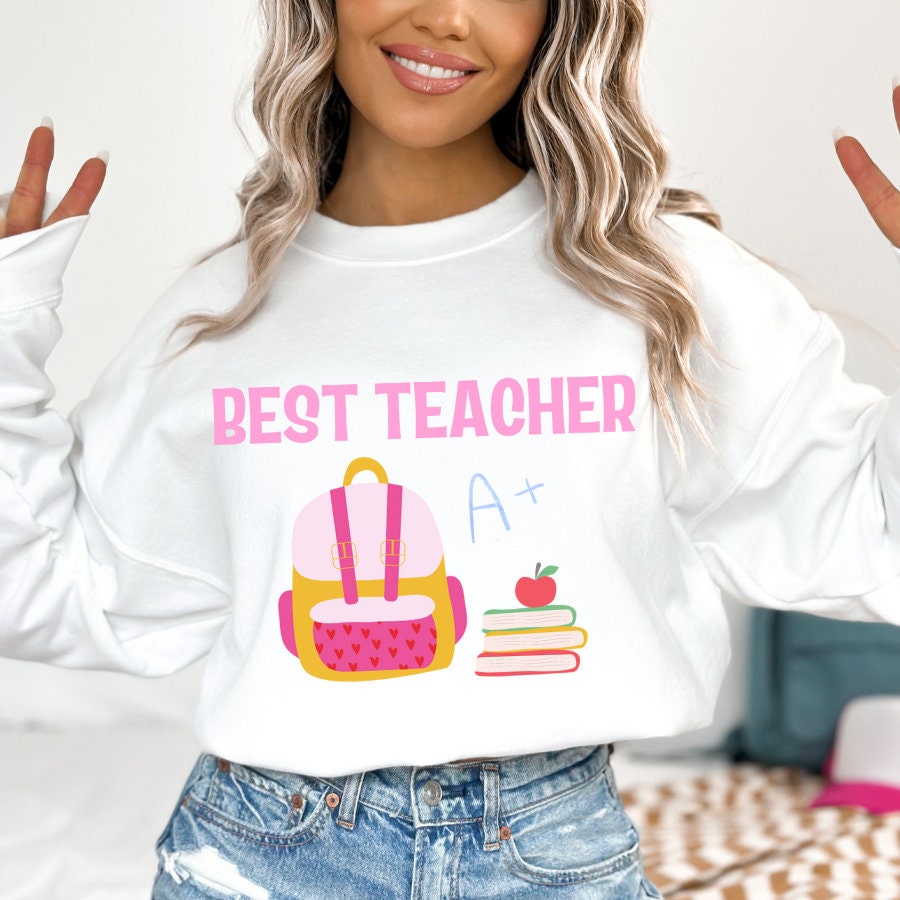 Teacher Appreciation Books Apple Crewneck Sweatshirt Educator Gift School Instructor Jumper Teacher Thank You Present Cozy Classroom Sweatshirt – Bold Style · Perfect For Daily Wear