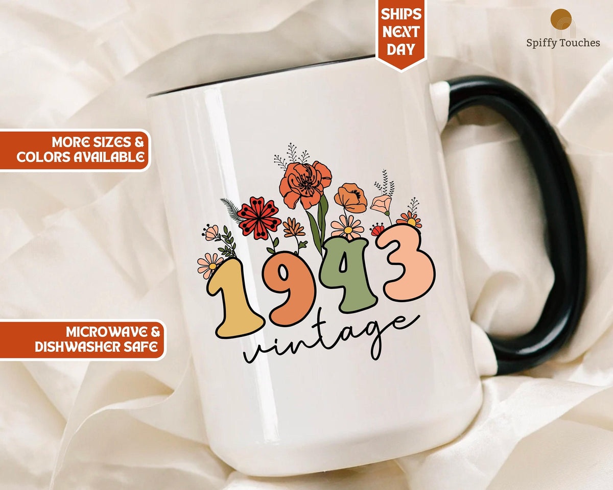 80th Birthday Mug Vintage 1943 Mug 80th Birthday Gift For Women 80th Birthday Gift For Men 80th Birthday Friend 80th Birthday Woman Graphic Tee – Warm & Stylish · Perfect For Daily Wear