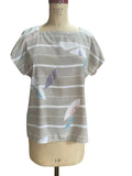 Jones New York Womens Blouse Top Taupe Striped Square Neck Short Sleeve 12 Graphic Tee – Easygoing Wear · Great Gift For Fans