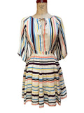 Lost Wander Womens Fit Flare Dress Multicolor Striped 34 Sleeve Tie Neck S Graphic Tee – Soft Feel · Great Gift For Fans