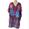 Womens Kaftan House Dress Floral Multicolor Batwing Sleeve V Neckline Graphic Tee – Bold Style · Perfect For Daily Wear
