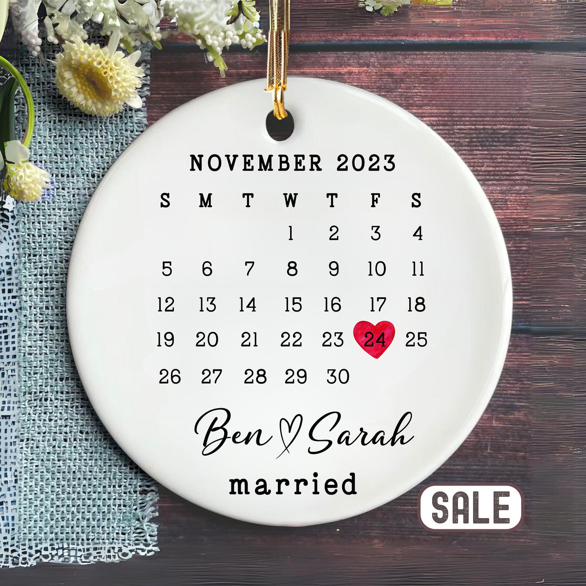 Married Ornament Wedding Gift Wedding Date ornament Calendar Anniversary Gift Our First Christmas Newlywed Gift Engagement Gift Graphic Tee – Fan Favorite · Great Gift For Fans