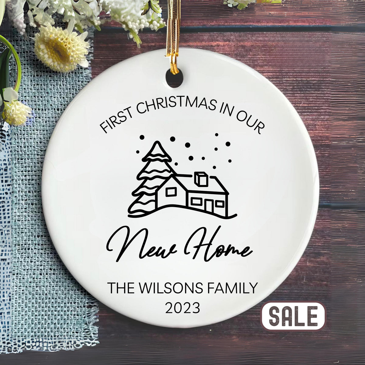 First Christmas In New Home Decoration First Christmas First Home Keepsake Christmas Bauble Ornament New First Home Christmas Decoration Graphic Tee – Cozy Vibes · Great Gift For Fans