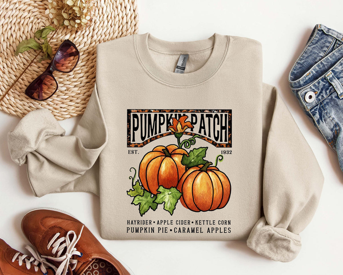 Farm Fresh Pumpkins Fall Women sweatshirt Thanksgiving sweater Fall Pumpkin Fall Tee Pumpkin Patch Autumn Tee Halloween Women sweater Sweatshirt – Fan Favorite · High-Quality Print