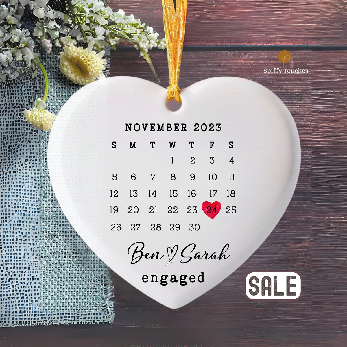 Engagement Gift Engaged Hanging Keepsake Personalised Engagement Date OrnamentNewly Engaged Couple GiftEngagement Date GiftFiancee Gift Graphic Tee – Warm & Stylish · Great Gift For Fans