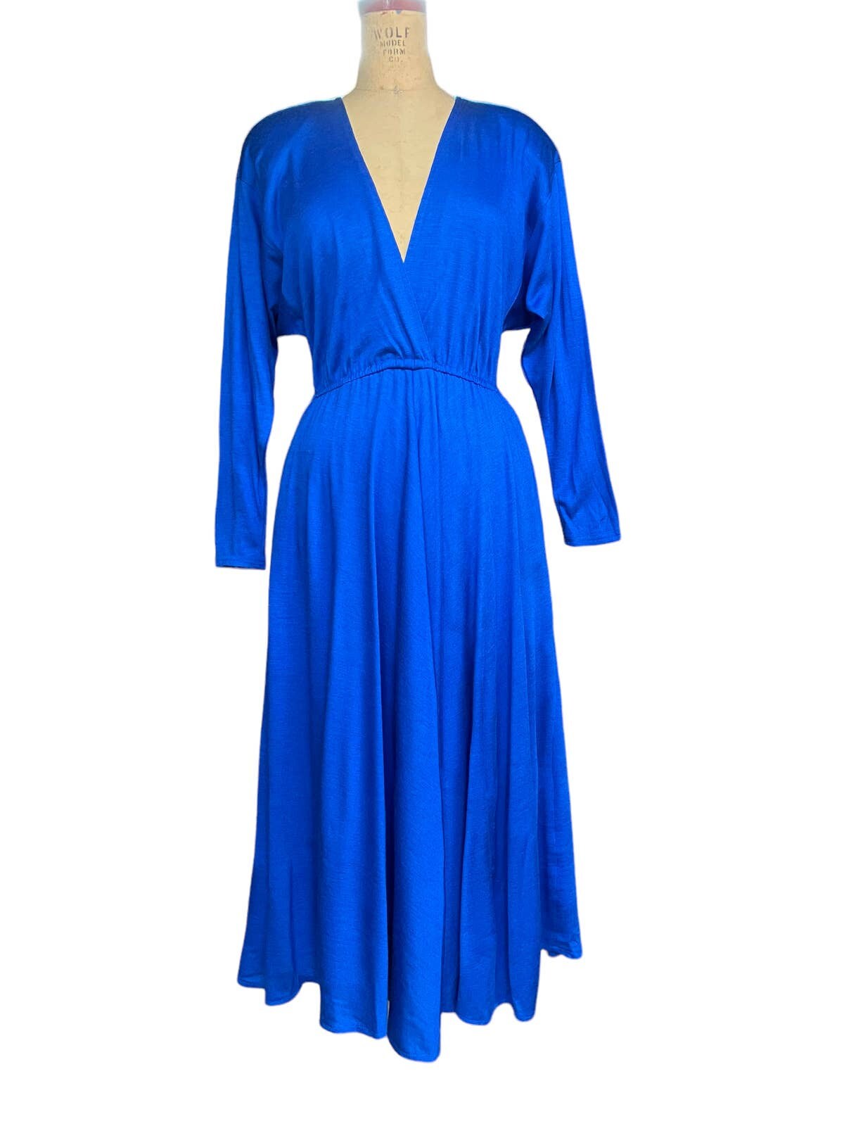 Carol Anderson Womens Vintage Wrap Dress Royal Blue Long Sleeve Fit Flare 7 8 Graphic Tee – Easygoing Wear · Must-Have Style