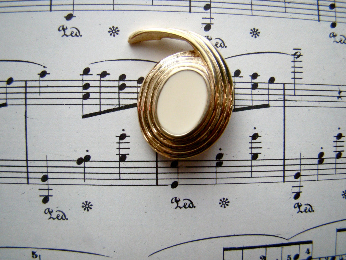 Vintage 70s MONET Gold and White Swirl Brooch Pin Graphic Tee – Fan Favorite · Great Gift For Fans