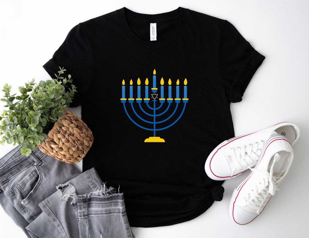 Jewish Celebration Holiday Menorah Shirt Love and Light Hanukkah Shirt Chanukah Shirt Festival of lights shirt Graphic Tee – Aesthetic Look · High-Quality Print