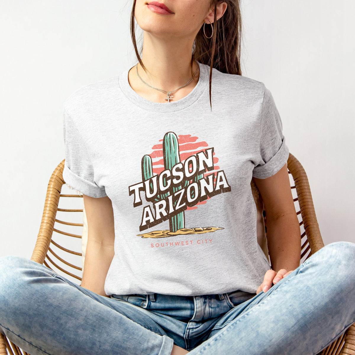 Cute Tucson Arizona State Shirt Trendy Retro Women39s Vacation Tee with Cactus Design Graphic Tee – Feel-Good Design · Top Pick For Any Outfit