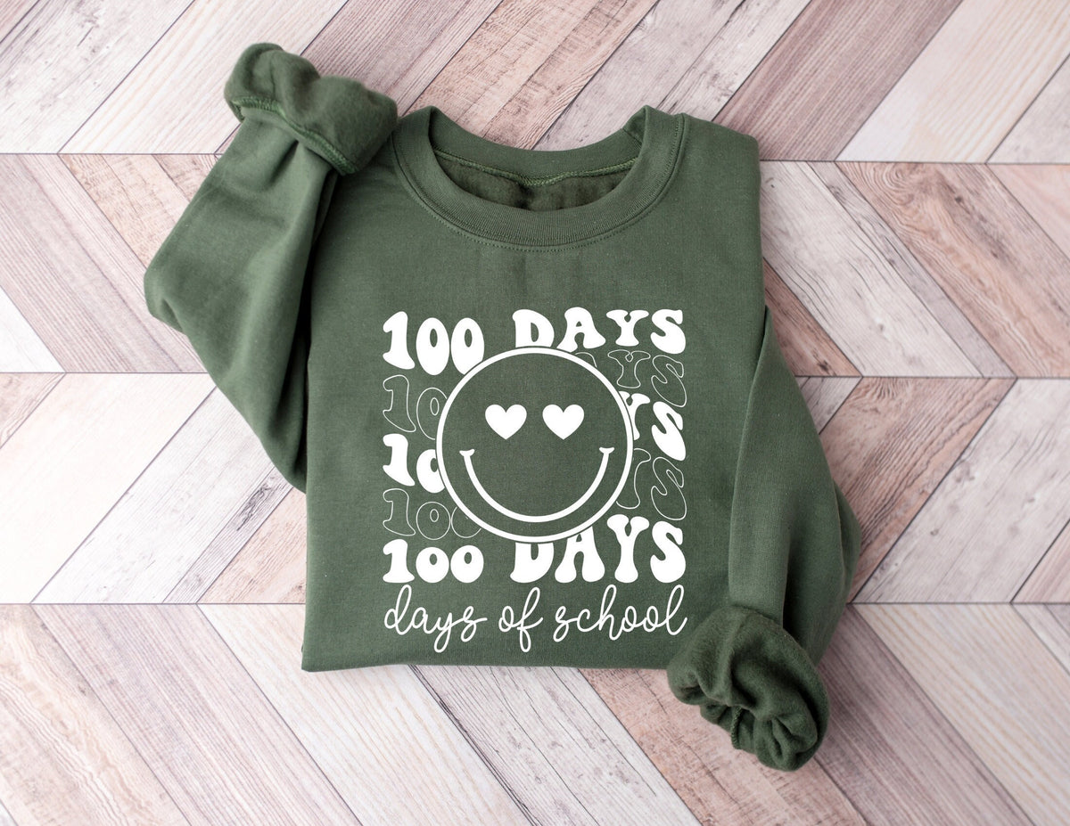 100 Days of School Sweatshirt 100th Day of School Tshirt Happy 100 Days Of School 100 Days Celebration ShirtTeacher Gift Teachher shirt Sweatshirt – Easygoing Wear · Great Gift For Fans