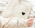Personalized Heart Sweatshirt With Names Names on the Sleeve Sweatshirt or Hoodie Personalized Names on Sleeve Customizable Crewneck Hoodie – Soft Feel · Great Gift For Fans